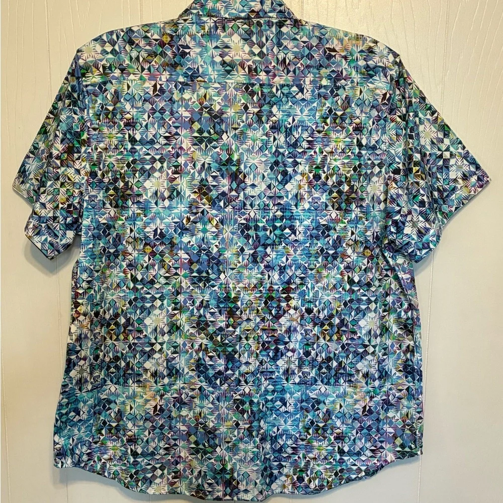 ROBERT GRAHAM Abstract Print Classic Fit Short Sleeve Button Front Shirt 2XL - Picture 2 of 9